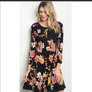 COPY - Black Floral Dress Med NWT